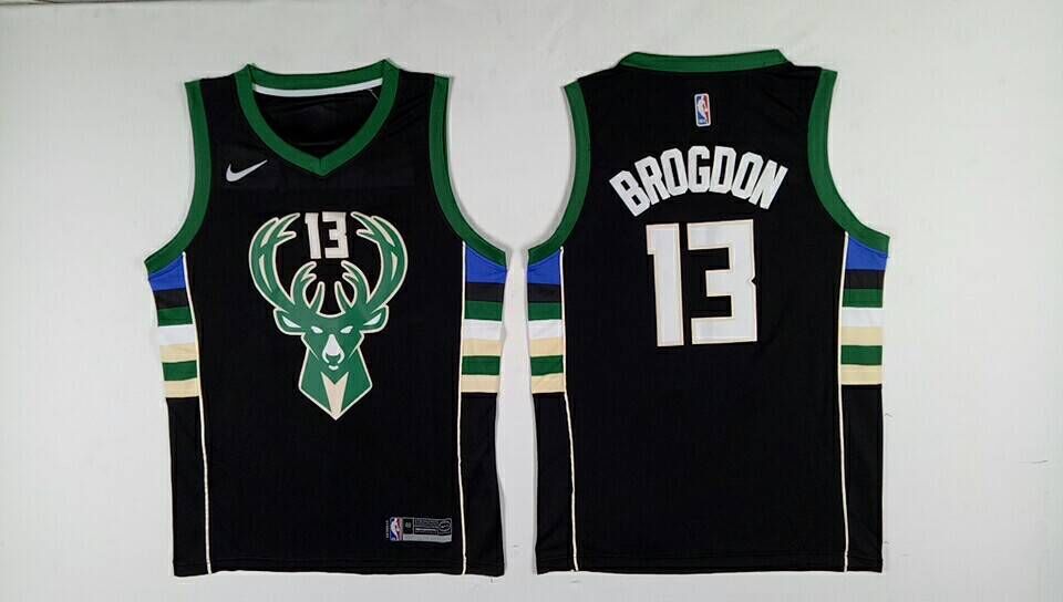 Men Milwaukee Bucks 13 Brogdon Black Nike NBA Jerseys